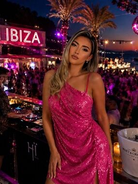 Steve Madden Glow Pink Sequined Party Size 8 Party Dress